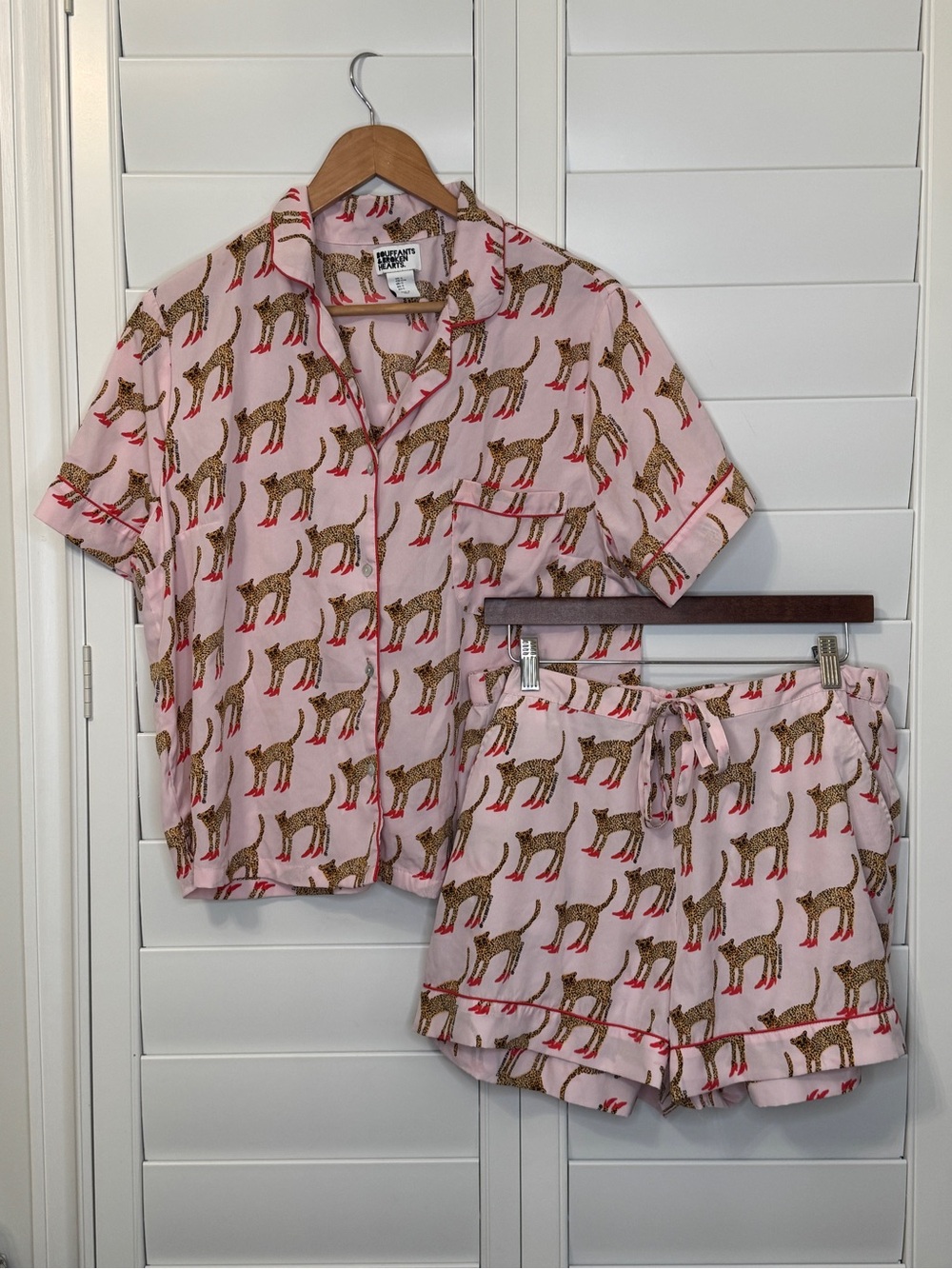 Bouffant and Broken Hearts cheetah in heels pj set